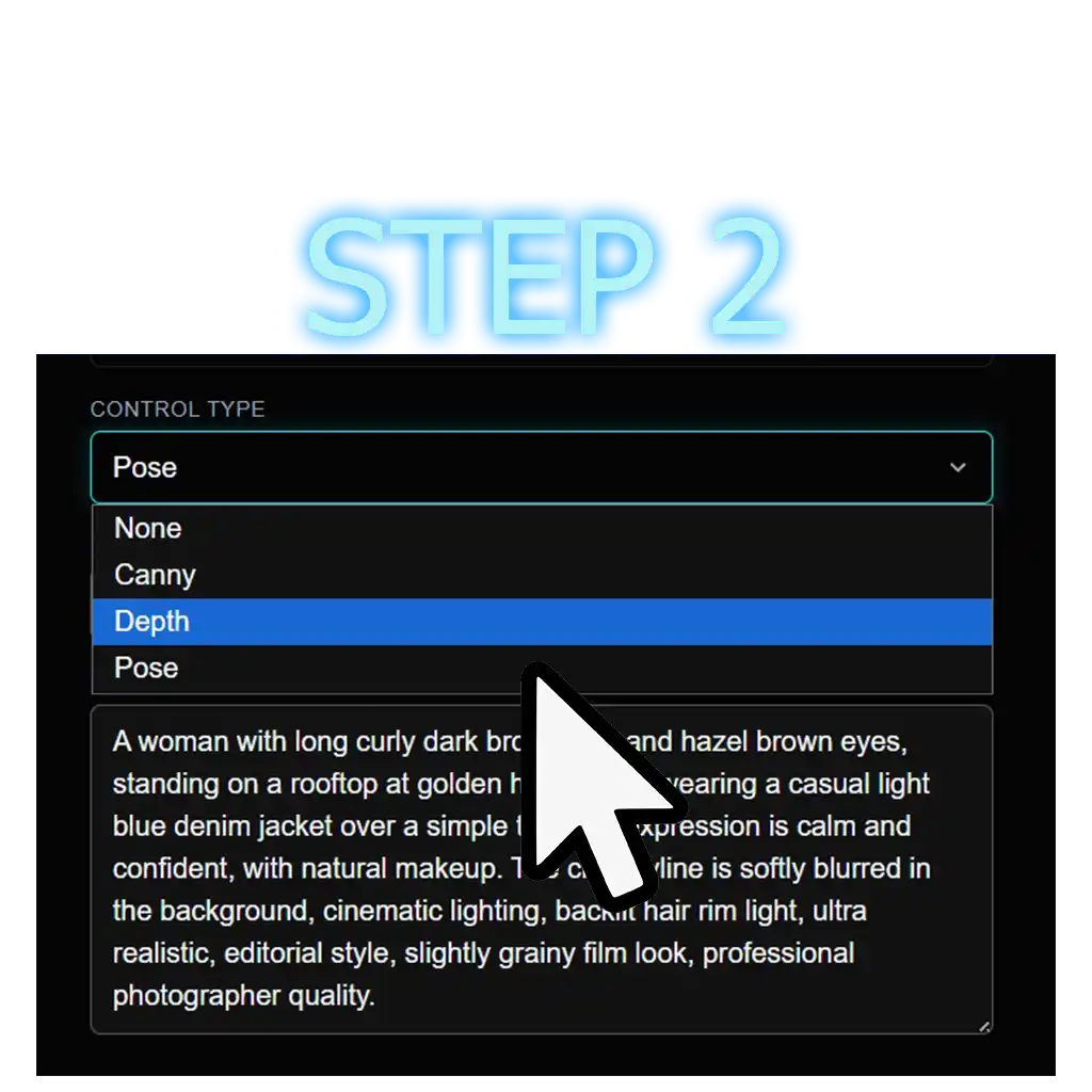 Screenshot showing style selection, prompt input, and control net settings