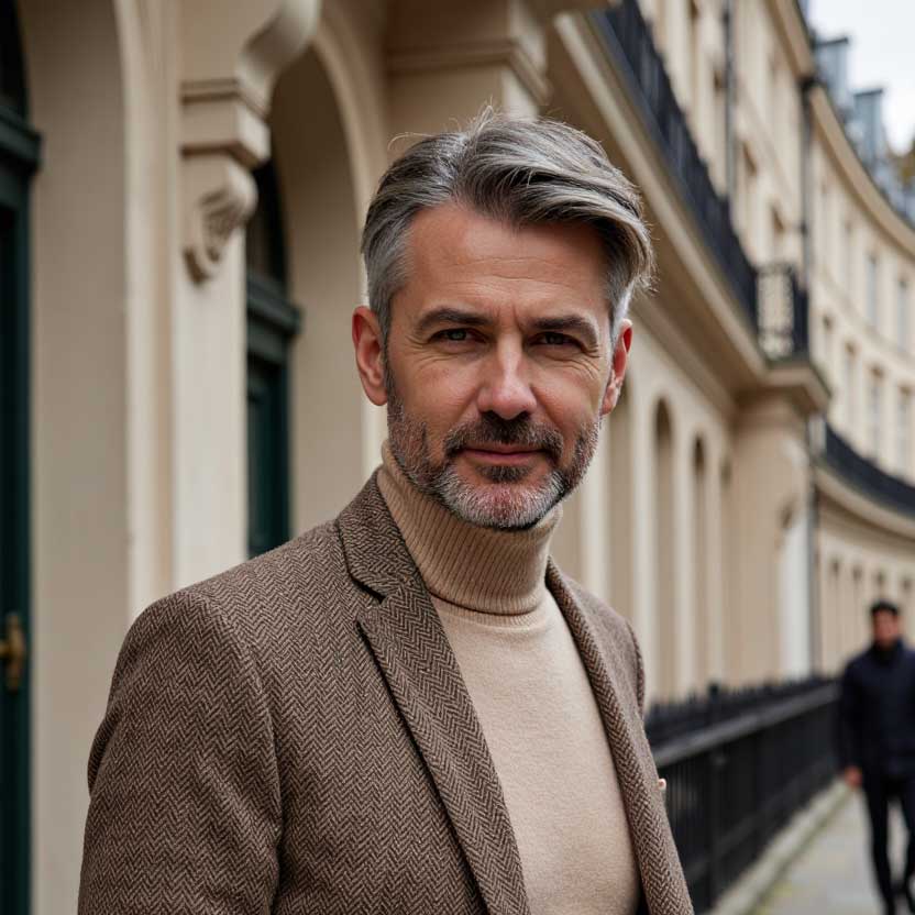 AI-generated male model showcasing smart casual styling options