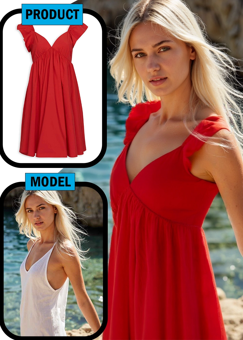 Image of a red dress on white background